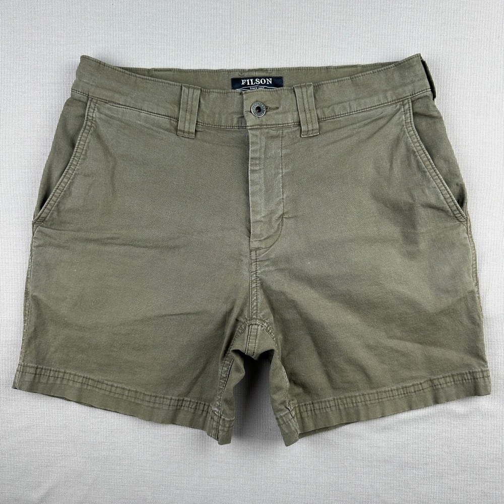 Filson Mens Chino Shorts Size 30 Green Cotton Blend Outdoor Hiking Walking